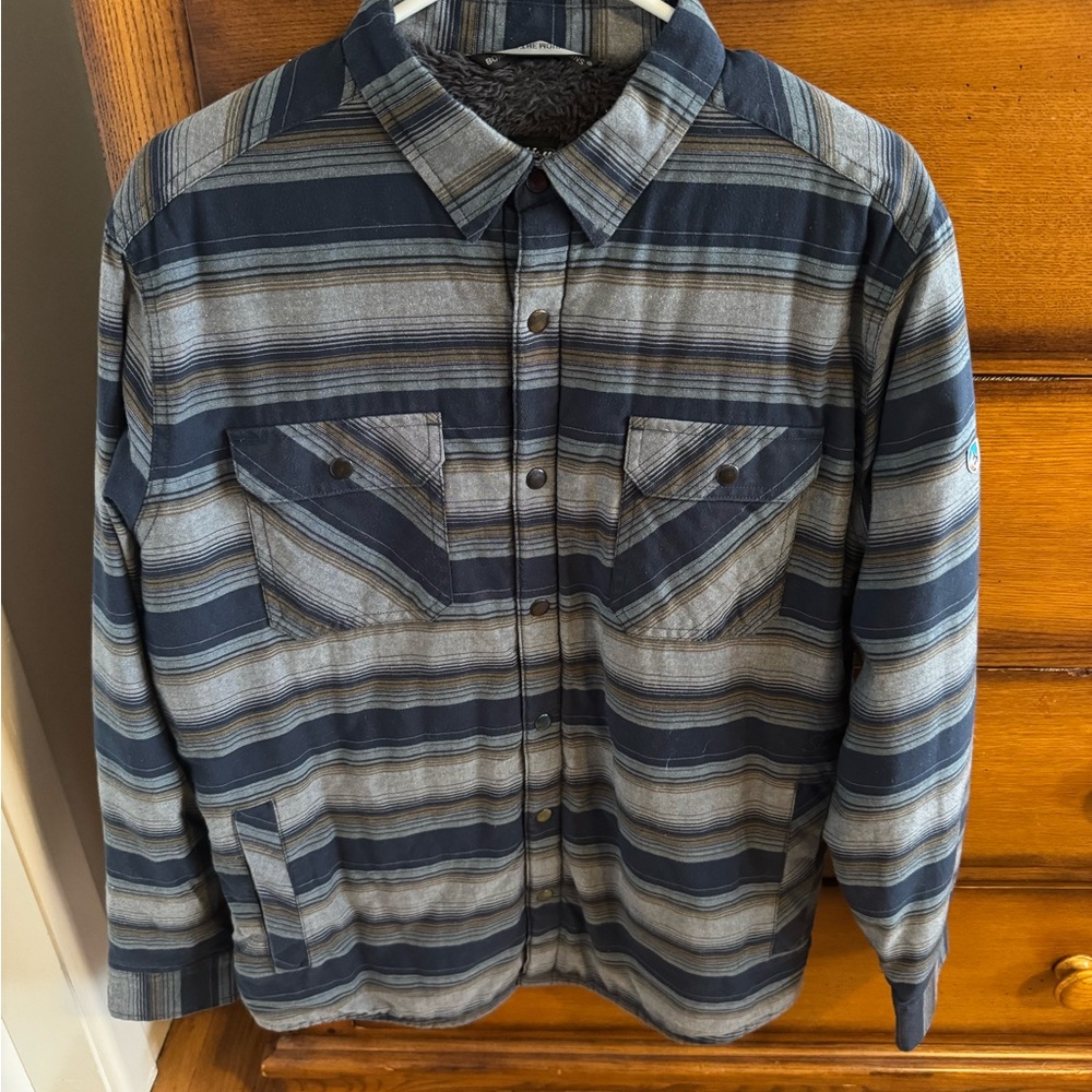 Kuhl Men's Blue and Gray Striped Lightweight Shirt Jacket